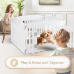 Simple Deluxe Dog Playpen, 24" Exercise 4-Panel Pet Playpen with Door, Safe and Secure, Folding and Portable Puppy Playpen for Puppies and Small Dogs, White