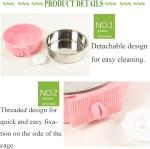 kathson Crate Dog Bowl, Removable Stainless Steel Hanging Pet Kennel Cage Bowl Food & Water Feeder Coop Cup for Puppy, Cat, Rabbit, Guinea Pigs Ferret Bird (2 PCS, Size: M, Blue and Green)