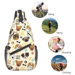 Nmbvcxz Cute dog Crossbody Sling Bag for Women Men Sling Backpack Casual Travel Hiking Daypack Chest Shoulder Bags