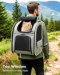Pecute Cat Backpack Carrier Expandable , Foldable Pet Backpack for Cats & Small Dogs Up to 11lbs, with 4-Side Breathable Mesh, Multi-Entry & Lockable Zippers for Travel, Hiking, Camping - Hands Free,