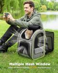Pecute Cat Backpack Carrier Expandable , Foldable Pet Backpack for Cats & Small Dogs Up to 11lbs, with 4-Side Breathable Mesh, Multi-Entry & Lockable Zippers for Travel, Hiking, Camping - Hands Free,