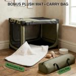 Veraste 33" L x 25" W x 25" H Collapsible Travel Dog Crate, Portable Soft Dog Kennel for Medium Large Dogs up to 60 lbs, 4-Door Foldable Travel Crate with Durable Mesh & Storage BagGreen