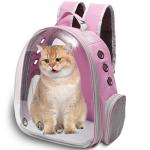 Vivicreate Large Cat Backpack Carrier for Travel and Hiking Transparent Pet Bubble Backpack for Cats up to 20lbs with Ventilation and Padded Straps Mochila para Gatos transportadora mascotas (Pink)