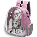 Vivicreate Large Cat Backpack Carrier for Travel and Hiking Transparent Pet Bubble Backpack for Cats up to 20lbs with Ventilation and Padded Straps Mochila para Gatos transportadora mascotas (Pink)