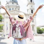 Vivicreate Large Cat Backpack Carrier for Travel and Hiking Transparent Pet Bubble Backpack for Cats up to 20lbs with Ventilation and Padded Straps Mochila para Gatos transportadora mascotas (Pink)
