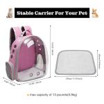 Vivicreate Large Cat Backpack Carrier for Travel and Hiking Transparent Pet Bubble Backpack for Cats up to 20lbs with Ventilation and Padded Straps Mochila para Gatos transportadora mascotas (Pink)