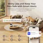 2026 3K Pet Camera Treat Dispenser, 32ft Remote Tossing for Dogs & Cats – Reduces Separation Anxiety, 360° View, Security Indoor Cam w/ Phone App, Barking Alerts, No Subscription, 5G WiFi, Robot M3