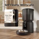 Automatic Cat Feeder and Waterer Set, 4L App Control Smart Cat Feeder with 2MP Camera, WiFi, Anti-Clog for Mix Food, 2.2L Filtered Pet Water Fountain with LED Light, Stainless Steel Bowl, Dual Power