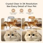 2026 3K Pet Camera Treat Dispenser, 32ft Remote Tossing for Dogs & Cats – Reduces Separation Anxiety, 360° View, Security Indoor Cam w/ Phone App, Barking Alerts, No Subscription, 5G WiFi, Robot M3