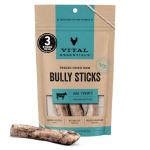 Vital Essentials Freeze Dried Bully Sticks Dog Treats | Premium Quality, Long Lasting | Grain Free Treats for Dogs, (3 Count) 1.4 oz Bag