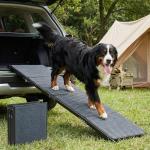 Veehoo Dog Ramp for Car Truck SUV 79" Long 20" Extra Wide, Foldable Dog Ramp with Non Slip Rug Surface for Large Dogs, Portable Folding Outdoor Pet Stairs for Dogs to Get in Car, Support up to 220lbs