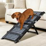 Upgraded Dog Ramp for Couch & Bed, Foldable Small Dog Ramp for Sofa Stairs, 4 Adjustable Height from 10'' to 20'', Aluminum Portable Stable Pet Steps with Non-Slip Pad, Up to 35 lbs