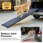 Veehoo Dog Ramp for Car Truck SUV 79" Long 20" Extra Wide, Foldable Dog Ramp with Non Slip Rug Surface for Large Dogs, Portable Folding Outdoor Pet Stairs for Dogs to Get in Car, Support up to 220lbs