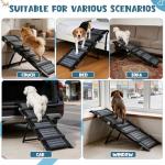 Upgraded Dog Ramp for Couch & Bed, Foldable Small Dog Ramp for Sofa Stairs, 4 Adjustable Height from 10'' to 20'', Aluminum Portable Stable Pet Steps with Non-Slip Pad, Up to 35 lbs