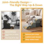 Topmart High Density Extended Foam Dog Ramp&Steps 3 Tiers,15.7" High,Non-Slip Dog Stairs with Removable Cover,Soft Foam Pet Ladder,Best for Injured,Older Cats,Pets with Joint Pain