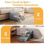 Topmart High Density Extended Foam Dog Ramp&Steps 3 Tiers,15.7" High,Non-Slip Dog Stairs with Removable Cover,Soft Foam Pet Ladder,Best for Injured,Older Cats,Pets with Joint Pain