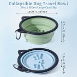 2Pack Silicone Collapsible Dog Bowls, Cute Pet Ear Shape and Cat Graphic Travel Water Bowl Full of Pet Atmosphere 25oz Portable Feeder for Small Large Dog Walking Hiking Camping (Light Blue and Green)