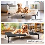 Veehoo Orthopedic Elevated Dog Bed with Fluffy Plush Bolster Cushion, Indoor Raised Dog Beds for Large Dogs, Soft Pet Sofa Cot with Removable Washable Mat, No-Slip Feet, 49 x 33 inches, Cream White