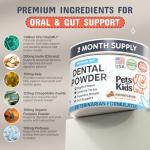 Pets Are Kids Dog Dental Powder | Premium Breath Freshener with OraCMU™ Probiotic for Gut Support | Easy-to-Mix Dog Teeth Cleaning Powder | Fights Bad Breath, Tartar & Plaque | Bacon Flavor, 60 Scoops