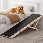 Chuiendi Dog Ramp for High Bed, Couch, Car, 64" Long Foldable Pet Ramp & 5 Adjustable Heights 19.7"-31.5" Wooden Dog Step with Anti-Slip Yoga Mat for Small Medium Large Older Pets, up to 200lbs