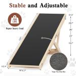 Chuiendi Dog Ramp for High Bed, Couch, Car, 64" Long Foldable Pet Ramp & 5 Adjustable Heights 19.7"-31.5" Wooden Dog Step with Anti-Slip Yoga Mat for Small Medium Large Older Pets, up to 200lbs