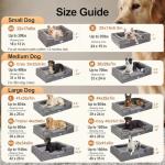 OhGeni Orthopedic Dog Bed Couch Big Cat Sofa for Extra Large Sized Pets with Memory Foam, Machine-Washable Waterproof Removable Cover, Soft Comfortable Fabric, 44-inch (Gray)