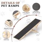 Chuiendi Dog Ramp for High Bed, Couch, Car, 64" Long Foldable Pet Ramp & 5 Adjustable Heights 19.7"-31.5" Wooden Dog Step with Anti-Slip Yoga Mat for Small Medium Large Older Pets, up to 200lbs