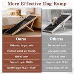 Chuiendi Dog Ramp for High Bed, Couch, Car, 64" Long Foldable Pet Ramp & 5 Adjustable Heights 19.7"-31.5" Wooden Dog Step with Anti-Slip Yoga Mat for Small Medium Large Older Pets, up to 200lbs