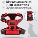 Juqiboom No Pull Dog Harness with A Free Heavy Duty 5ft Dog Leash, Adjustable Soft Padded Dog Vest, Reflective No-Choke Pet Oxford Vest with Easy Control Handle for Small and Large Dogs(Red, X-Large)