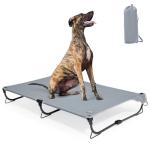 CANINE CANYON Daisy Cot, XL Foldable Elevated Dog Bed, Portable Raised Outdoor Folding Dog Cots, Cooling, Chew Proof, Waterproof, Heavy Duty Up to 160 lbs for Camping/Home, Grey, 49"x 33"x7"