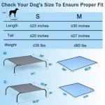SZEE Raised Dog Cot Bed with Detachable 2-Sided Cooling/Warming Waterproof Mat, Elevated Dog Bed for Medium Sized Breeds with Durable Steel Frame & Sturdy Teslin Mesh, Outdoor & Indoor All-Season Use