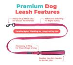 Best Pet Supplies Voyager Reflective Dog Leash or Collar with Neoprene Handle, for Small, Medium, and Large Breed Puppies, Cute and Heavy Duty for Walking, Running and Training - Fuchsia (Leash), S