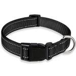 Reflective Dog Collar with Buckle Adjustable Safety Nylon Collars for Small Medium Large Dogs, Black S