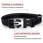 Reflective Dog Collar with Buckle Adjustable Safety Nylon Collars for Small Medium Large Dogs, Black S