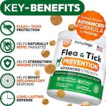 Flea and Tick Prevention for Dogs Pills - 250 Soft Chews - Natural Dog Flea & Tick Control - Oral Defense Treatment for Dogs Supplement - Vet Formulated Chews - All Breeds & Ages - Made in USA
