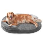 JOEJOY XL Orthopedic Dog Beds Large Sized Dog, Extra Large Washable Waterproof Oval Large Dog Bed with Removable Cover, Egg-Crate Foam Pet Bed with Bolster & Non-Skid Bottom, Dark Grey, 42''x31''