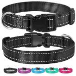Reflective Dog Collar with Buckle Adjustable Safety Nylon Collars for Small Medium Large Dogs, Black S