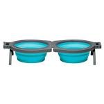 Loving Pets 73807992: Travel Double Diner Dog Bowl, Blue Md