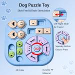 Dog Puzzle Toys, 4-in-1 Interactive Dog Toys for Boredom, Treat Dispensing Slow Feeder for Mental Stimulation, Enrichment Toy for Smart & Beginner Dogs, Light Blue