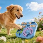 Dog Puzzle Toys, 4-in-1 Interactive Dog Toys for Boredom, Treat Dispensing Slow Feeder for Mental Stimulation, Enrichment Toy for Smart & Beginner Dogs, Light Blue