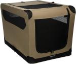 Amazon Basics Portable Folding Soft Dog Crate for Cat, Dog, Rabbit, Double Door with Mesh Ventilation, Collapsible, Easy to Set Up, Large 36" x 24" x 24", Tan