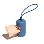 Wild One Dog Poop Bag Holder and Dispenser with Leash Attachment, Leak Proof, Easy Twist Top for Refills, Includes 1 Roll Poop Bags, Navy