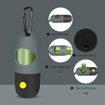 2 Pack Dog Poop Bag Dispenser with Built-in LED Flashlight, Pet Waste Bag Holder for Leash with Carabiner Clip for Lead Leash, 2 Rolls Leak-proof Doggy Waste Bags for Dog Walking, Grey