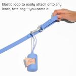 Wild One Dog Poop Bag Holder and Dispenser with Leash Attachment, Leak Proof, Easy Twist Top for Refills, Includes 1 Roll Poop Bags, Navy