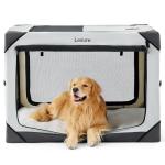 Lesure Collapsible Dog Crate - Portable Travel Kennel for Extra Large Dog, 4-Door Pet Crate with Mesh Windows, Indoor & Outdoor, Light Gray