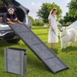 PetRuna Dog Ramp for Car 63" Long & 17.3" Wide Portable Dog Ramps for Large Dogs with Non-Slip Rug Surface Dog Car Ramp for SUV Car & Truck, Folding Dog Ramp Up to 250LBS