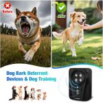 Queenmew Dog Bark Deterrent Devices, Automatic Anti Barking Device with 4 Ultrasonic Transmitters Long Range 50FT, 3 Mode Rechargble Barking Control Devices, Effective Stop Bark Box Outdoor & Indoor