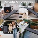 PetRuna Dog Ramp for Car 63" Long & 17.3" Wide Portable Dog Ramps for Large Dogs with Non-Slip Rug Surface Dog Car Ramp for SUV Car & Truck, Folding Dog Ramp Up to 250LBS