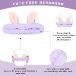 Jowmoy Cute Rabbit Ears Headband Frog Eye Elastic to Wash Face for Women Makeup Shower Spa.