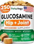 Glucosamine for Dogs - 250 Chews with Chondroitin - Hip and Joint Supplement with MSM - Turmeric - Omega 3 - Joint Pain Relief - Advanced Support for Dog Health - For Large, Medium & Small Breeds